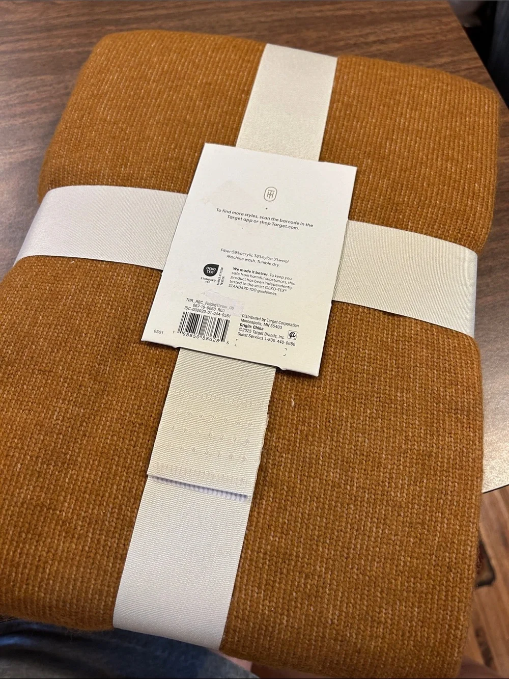 Threshold Cashmere-Like Throw - Rust color with Cream Trim